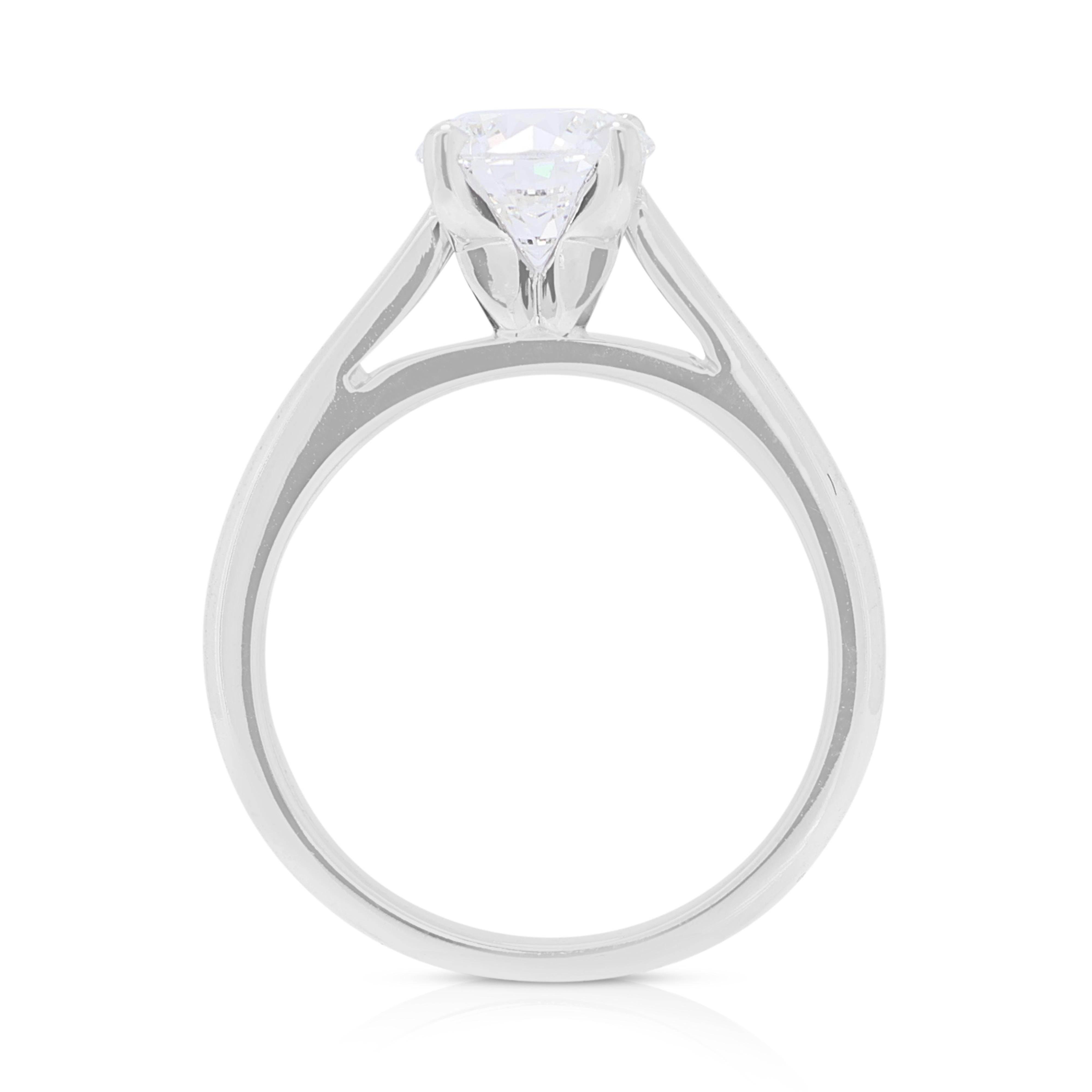 Elegante Anillo Solitario de Diamante Natural de 1 ct en Oro Blanco de 14K 2