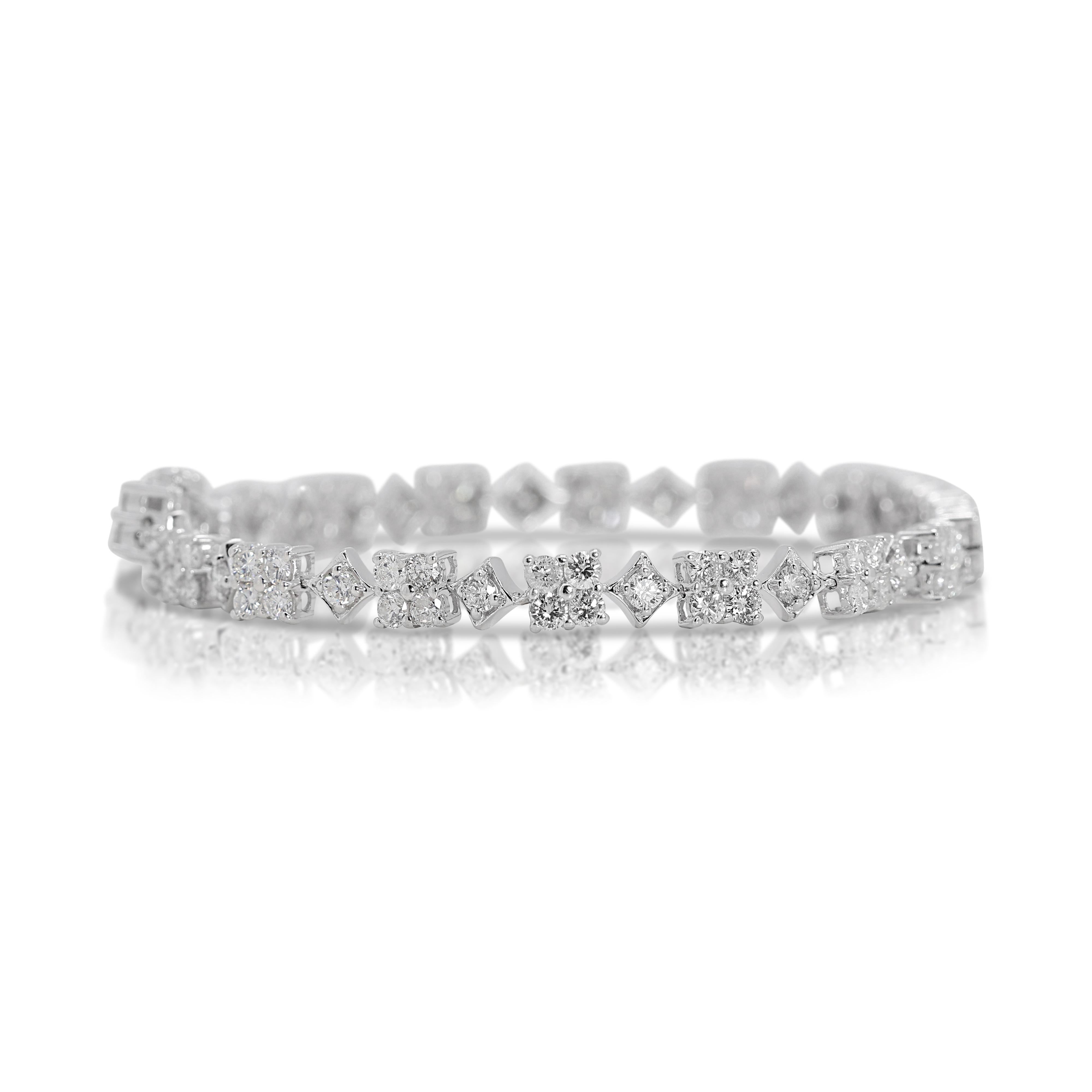 Round Cut Elegant 2 carat and 7 points Natural Diamonds Tennis Bracelet in 18K White Gold