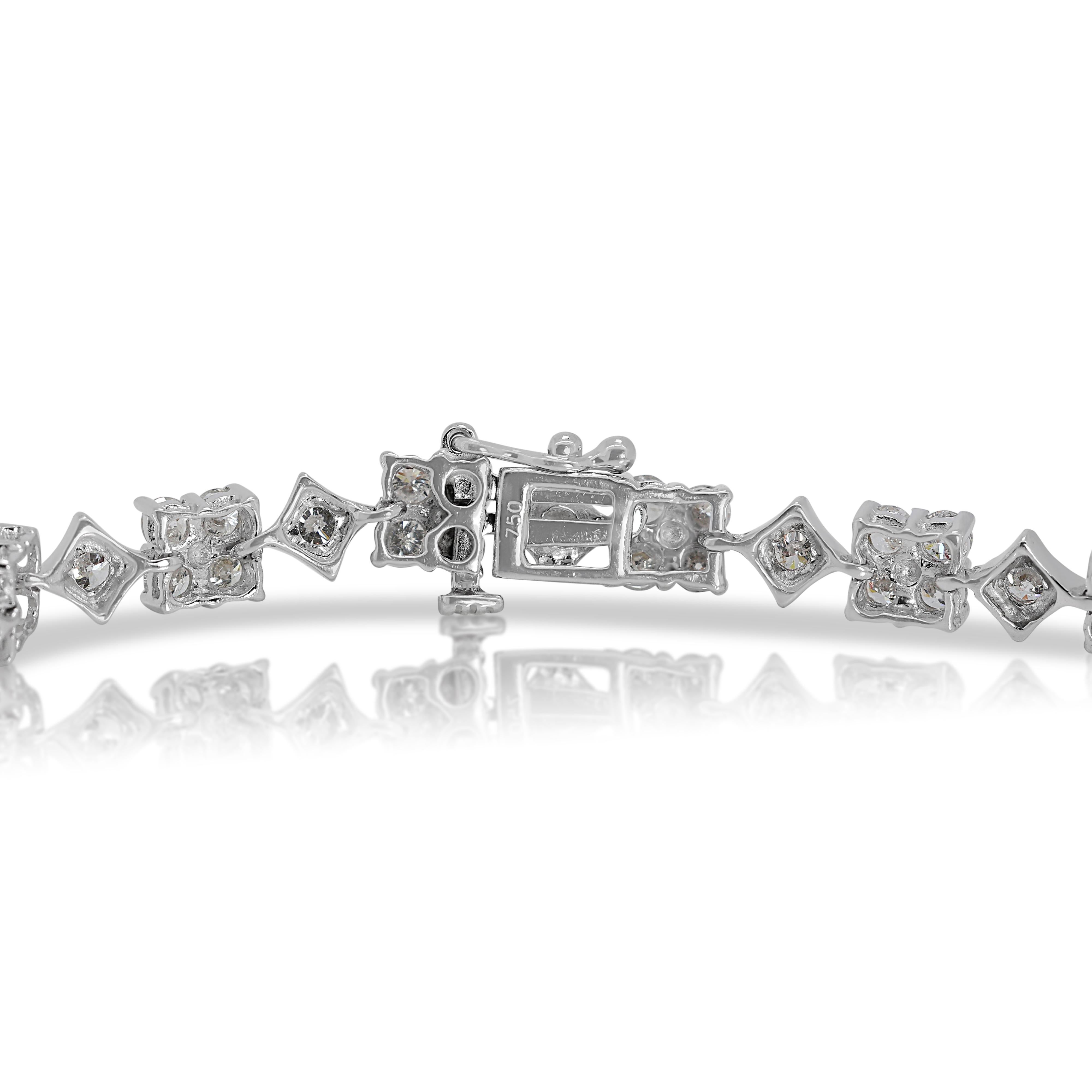 Women's Elegant 2 carat and 7 points Natural Diamonds Tennis Bracelet in 18K White Gold