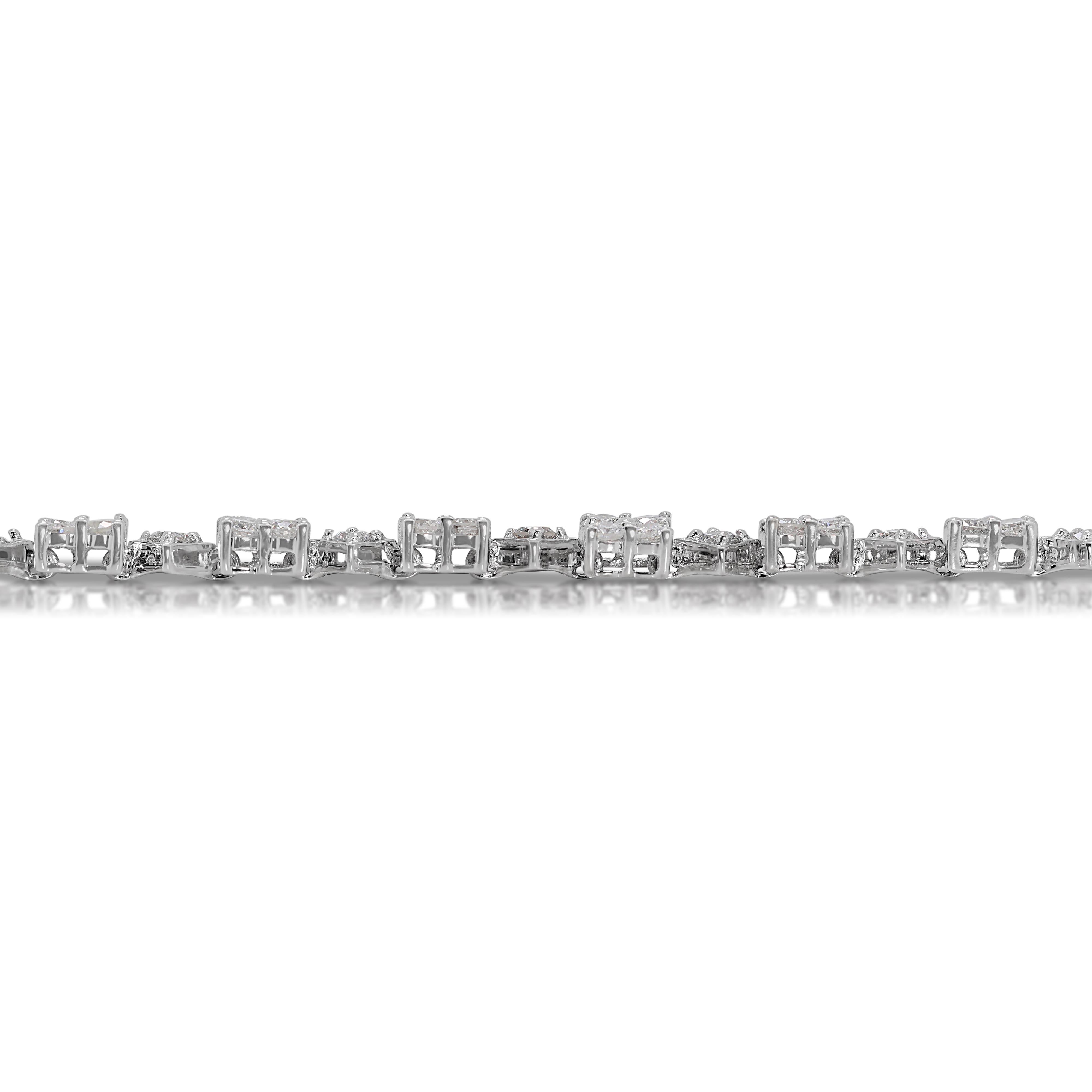 Elegant 2 carat and 7 points Natural Diamonds Tennis Bracelet in 18K White Gold 2