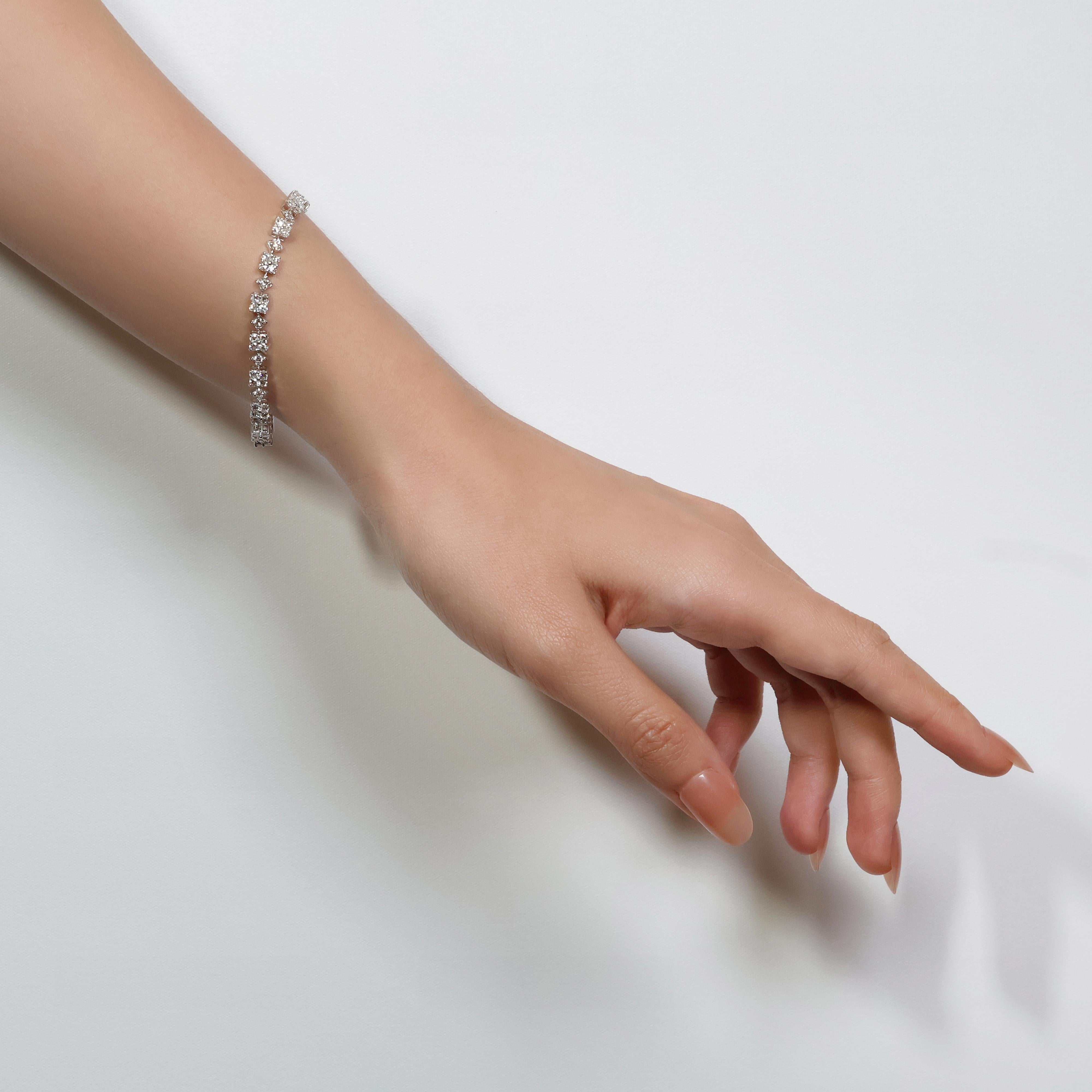 Elegant 2 carat and 7 points Natural Diamonds Tennis Bracelet in 18K White Gold 3