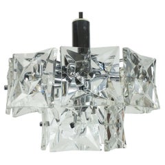 Vintage elegant 2-tier kinkeldey PENDANT LIGHT crystal glass and chrome 1960s