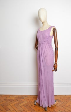 Elegant 2004 Alberta Ferretti Lilac Crepe Silk full length Evening Gown - Dress