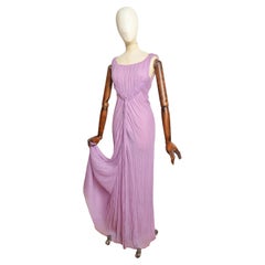 Elegant 2004 Alberta Ferretti Fliederfarbenes Abendkleid aus Seidenkrepp in voller Länge - Kleid