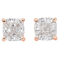Elegant 2.00ct Diamonds Stud Earrings in 14k Rose Gold - GIA Certified