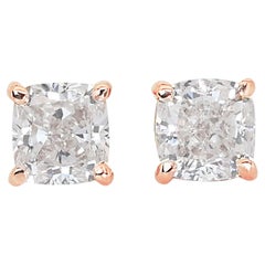 Elegant 2.00ct Diamonds Stud Earrings in 14k Rose Gold - GIA Certified 