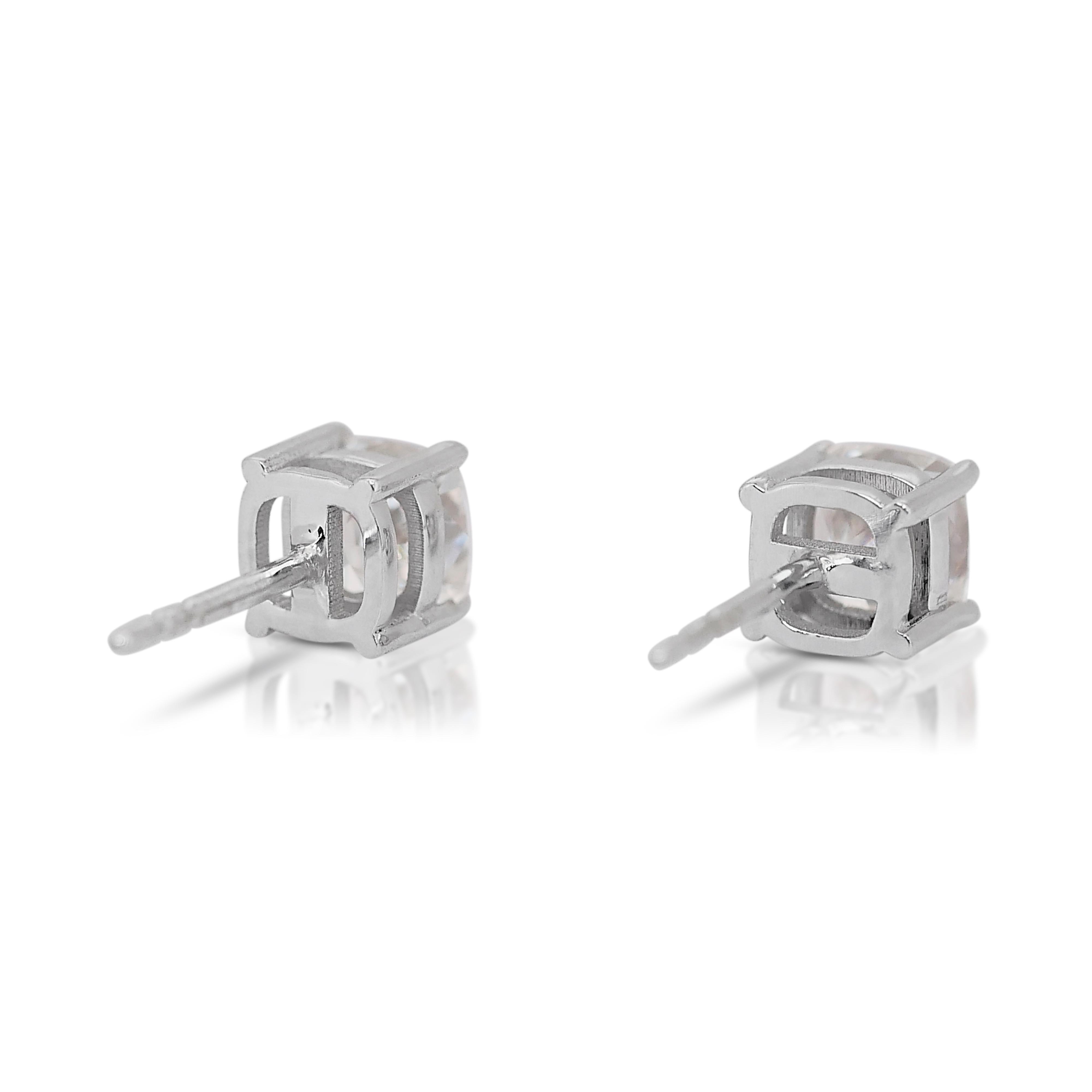 Elegant 2.00ct Diamonds Stud Earrings in 18k White Gold - GIA Certified 2