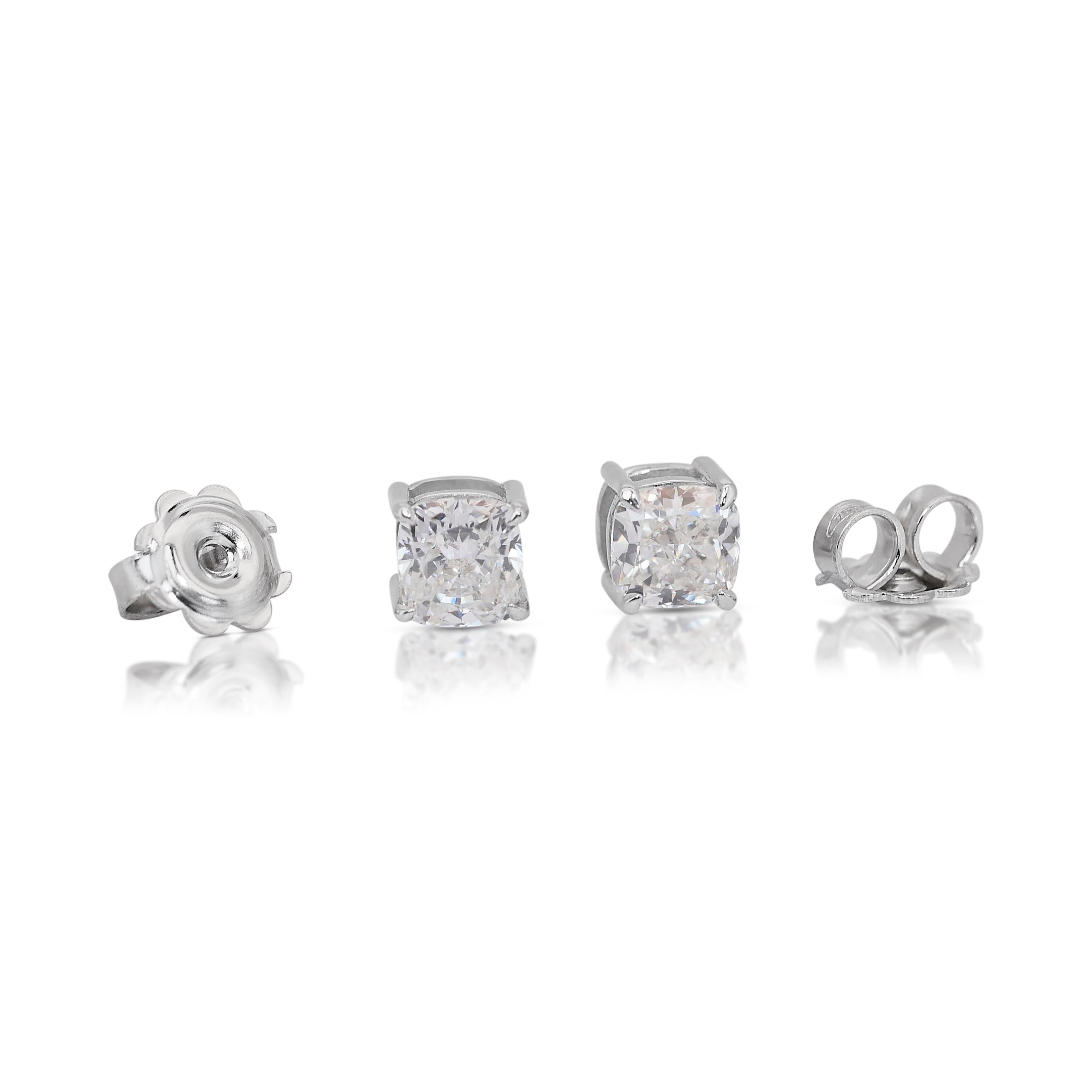 Elegant 2.00ct Diamonds Stud Earrings in 18k White Gold - GIA Certified 4