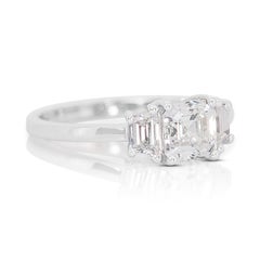 Elegant 2.00ct Double Excellent Ideal Cut Diamonds 3-Stone Ring (bague à trois pierres)