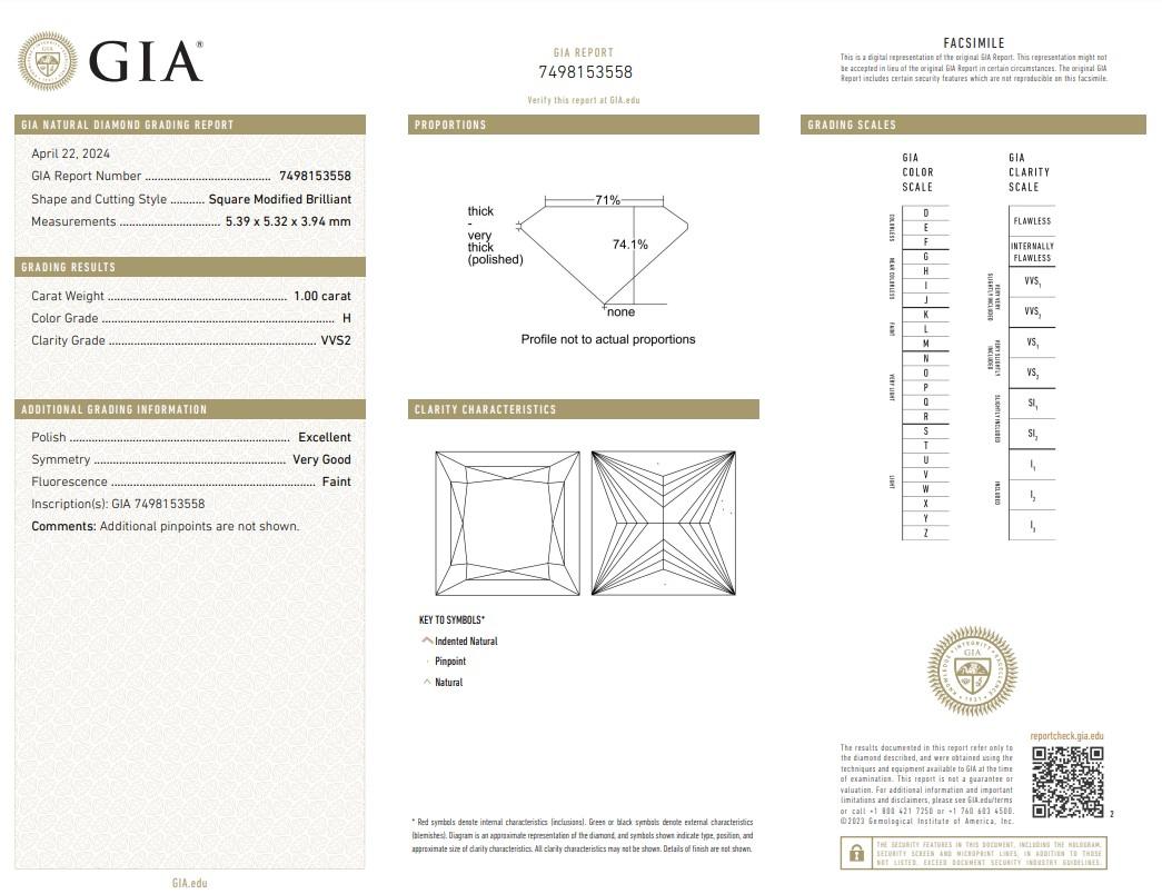 Eleganza di una coppia di diamanti a forma quadrata con taglio ideale da 2,00 ct - certificati GIA

Questa splendida coppia di diamanti di forma quadrata ha un totale di ben 2,00 carati, con una raffinata gradazione di colore che offre un sottile