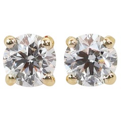 Elegant 2.00ct Triple Excellent Ideal Cut Diamonds Stud Earrings