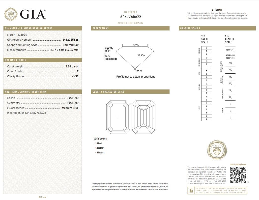 Elegant 2.01ct Ideal Cut Emerald Cut Diamond - GIA Certified

Experience luxury with this 2.01-carat emerald-cut diamond, showcasing a sleek and classic design. Its elongated shape and clean lines make it ideal for sophisticated jewelry pieces,