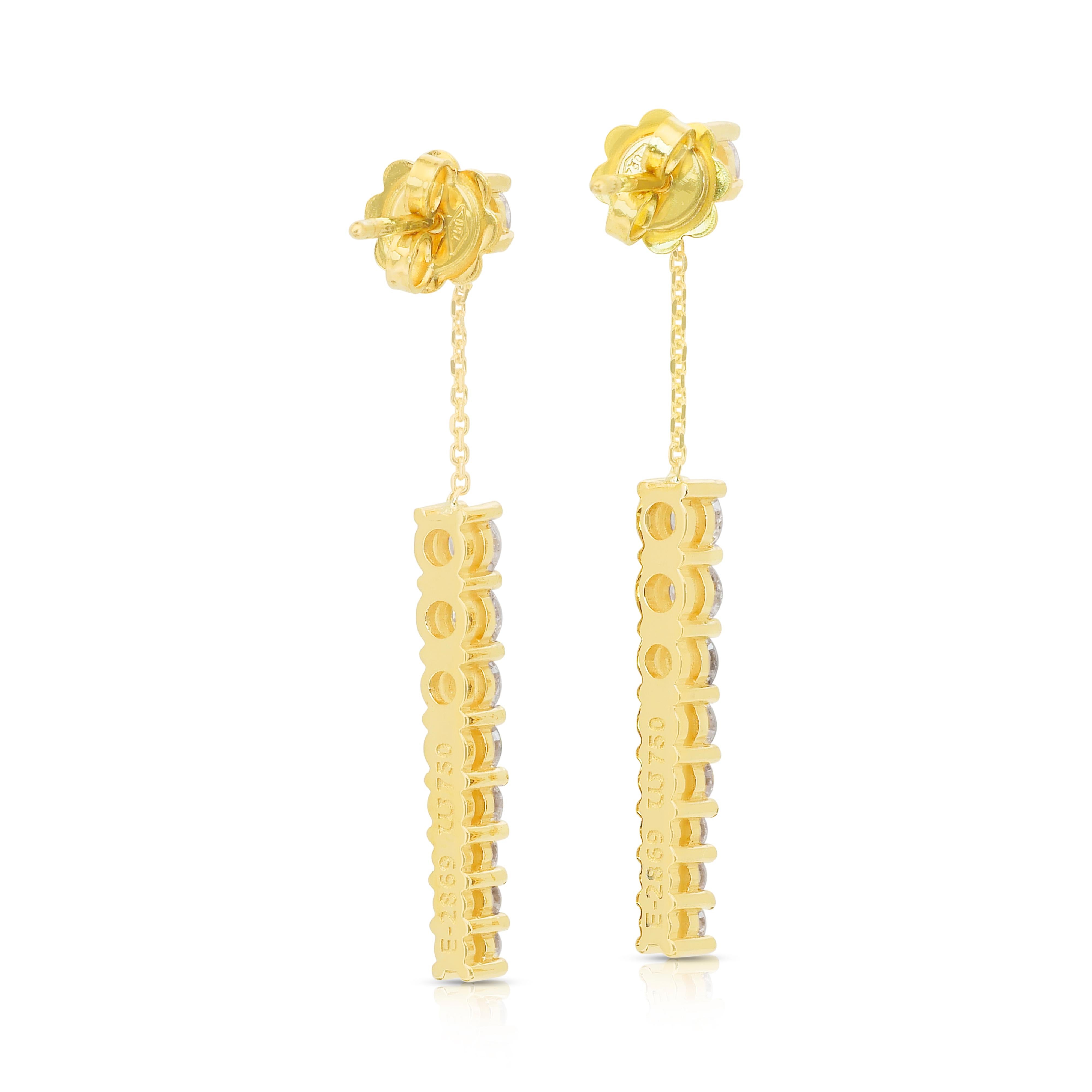 Elegantes Pendientes de Gota de Diamantes de 2.02ct en Oro Amarillo de 18k - Certificado IGI en venta 1