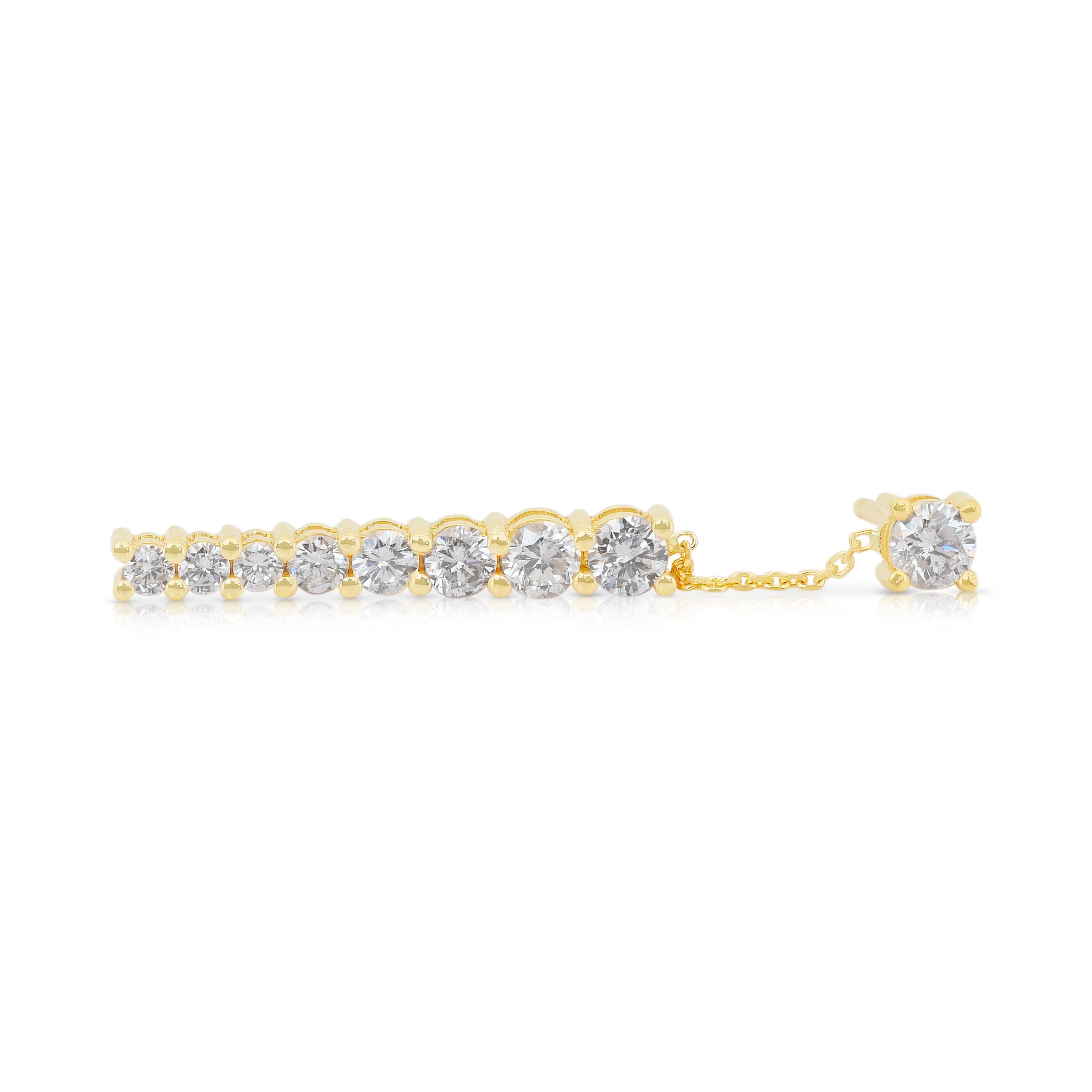 Elegantes Pendientes de Gota de Diamantes de 2.02ct en Oro Amarillo de 18k - Certificado IGI en venta 2