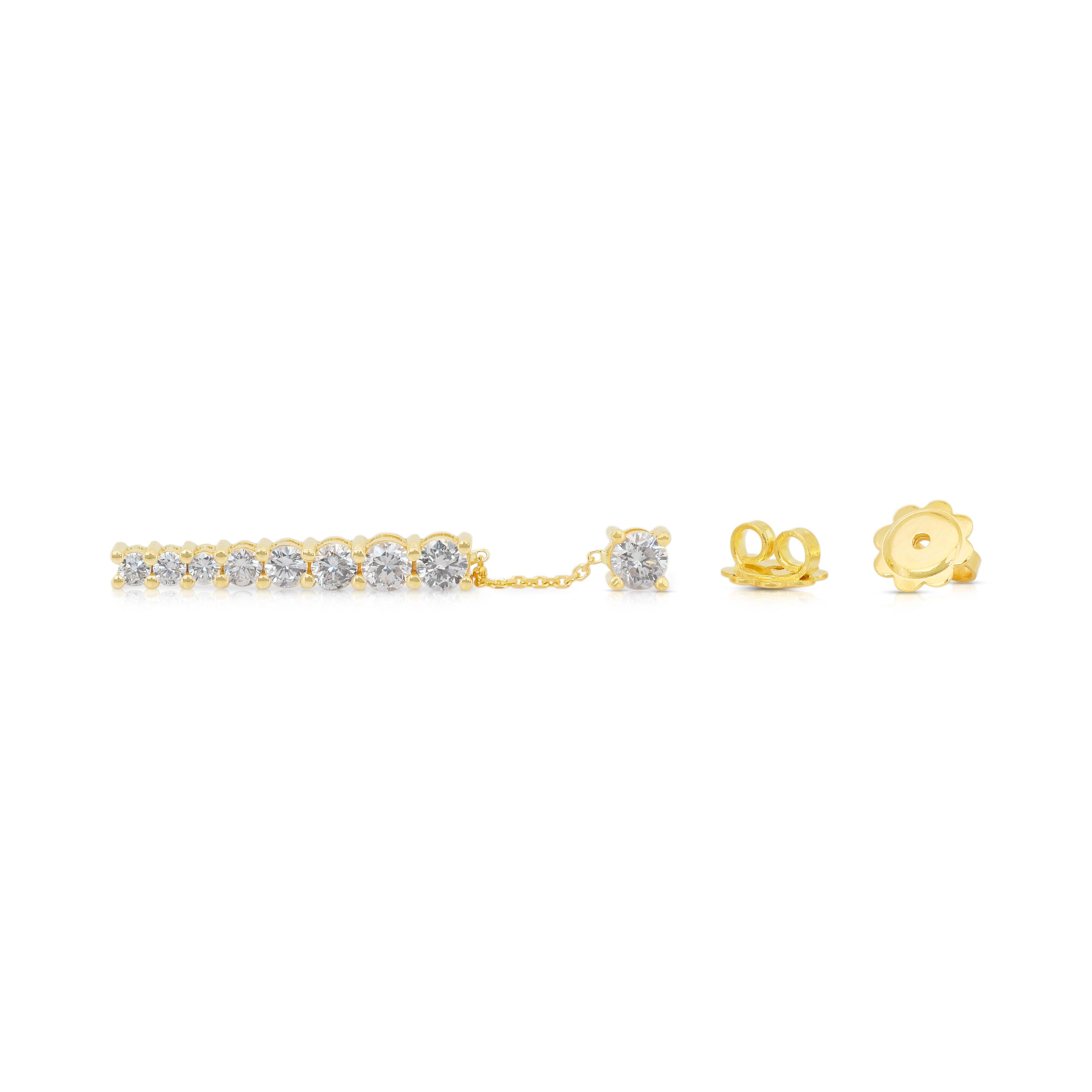 Elegantes Pendientes de Gota de Diamantes de 2.02ct en Oro Amarillo de 18k - Certificado IGI en venta 3