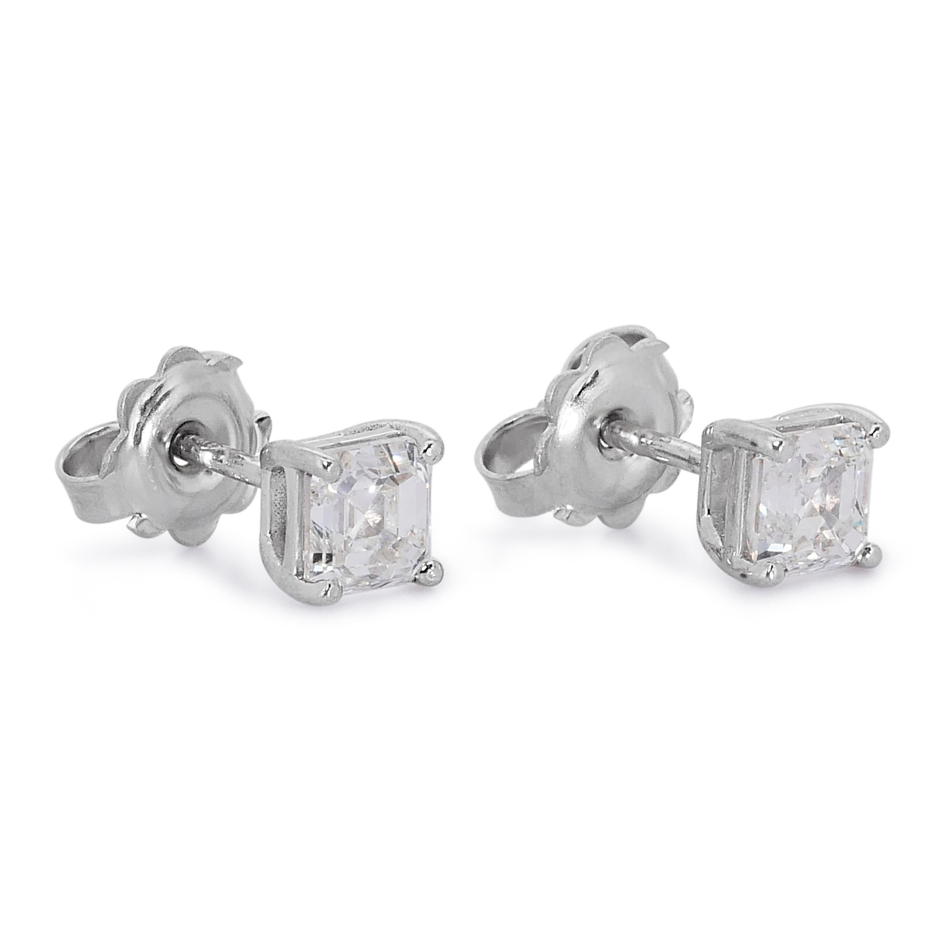 Square Cut Elegant 2.02ct Double Excellent Ideal Cut Diamonds Stud Earrings - GIA Certified