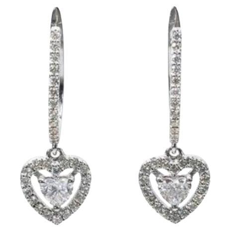 Elegant 2.02ct Heart Brilliant Diamond Duo Earrings in 18K White Gold For Sale