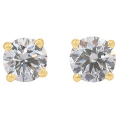 Elegant 2.03ct Triple Excellent Ideal Cut Diamonds Stud Earrings