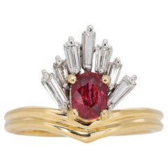 Elegant 20K White & Gold with  0.50 ct Natural Ruby & Diamonds with NGI Cert