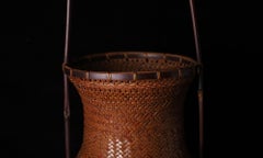 Elegant 20th century bamboo vase for flowers (ikebana)