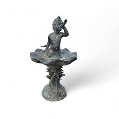 Elegant 20th-Century Bronze Fountain Depicting a Small Triton