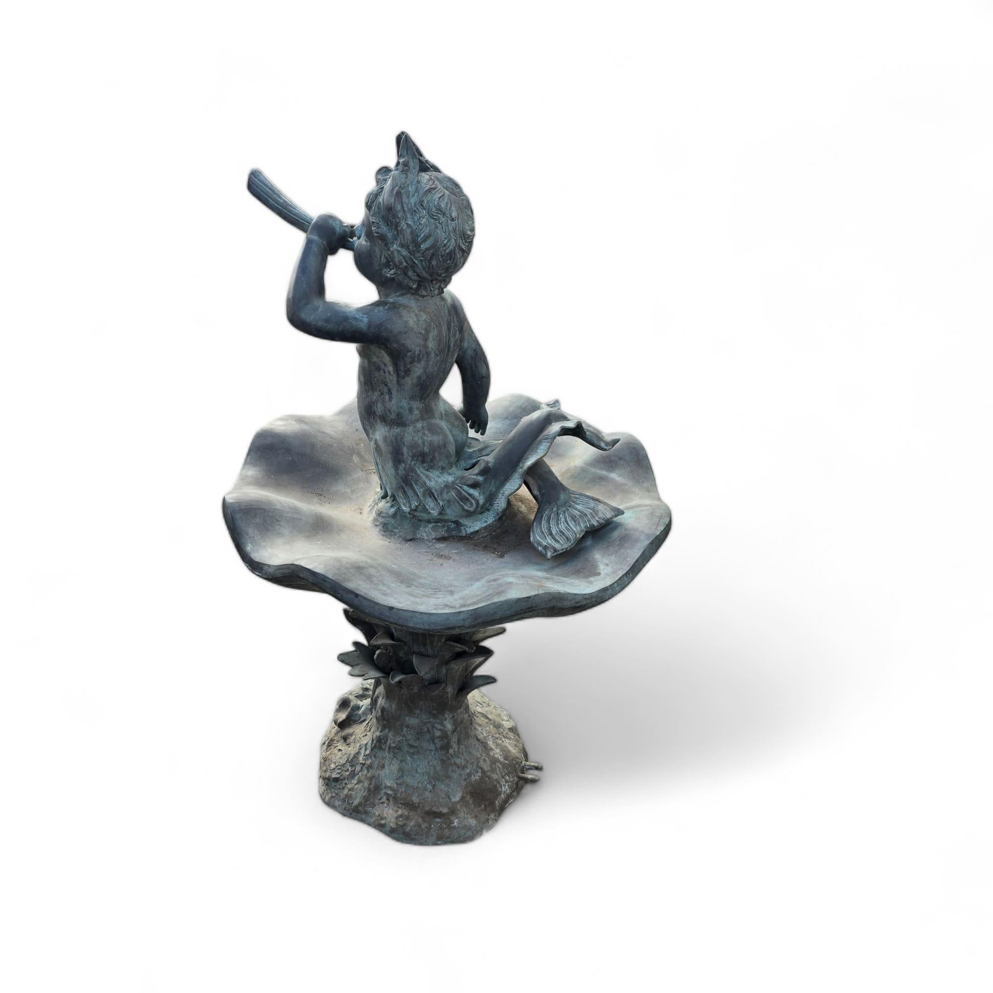 Late 20th Century Elegant 20th-Century Bronze Fountain Depicting a Small Triton For Sale