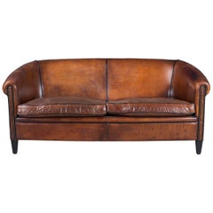 Vintage Elegant 20th Century Dutch Sheepskin Leather Sofa, circa 1990