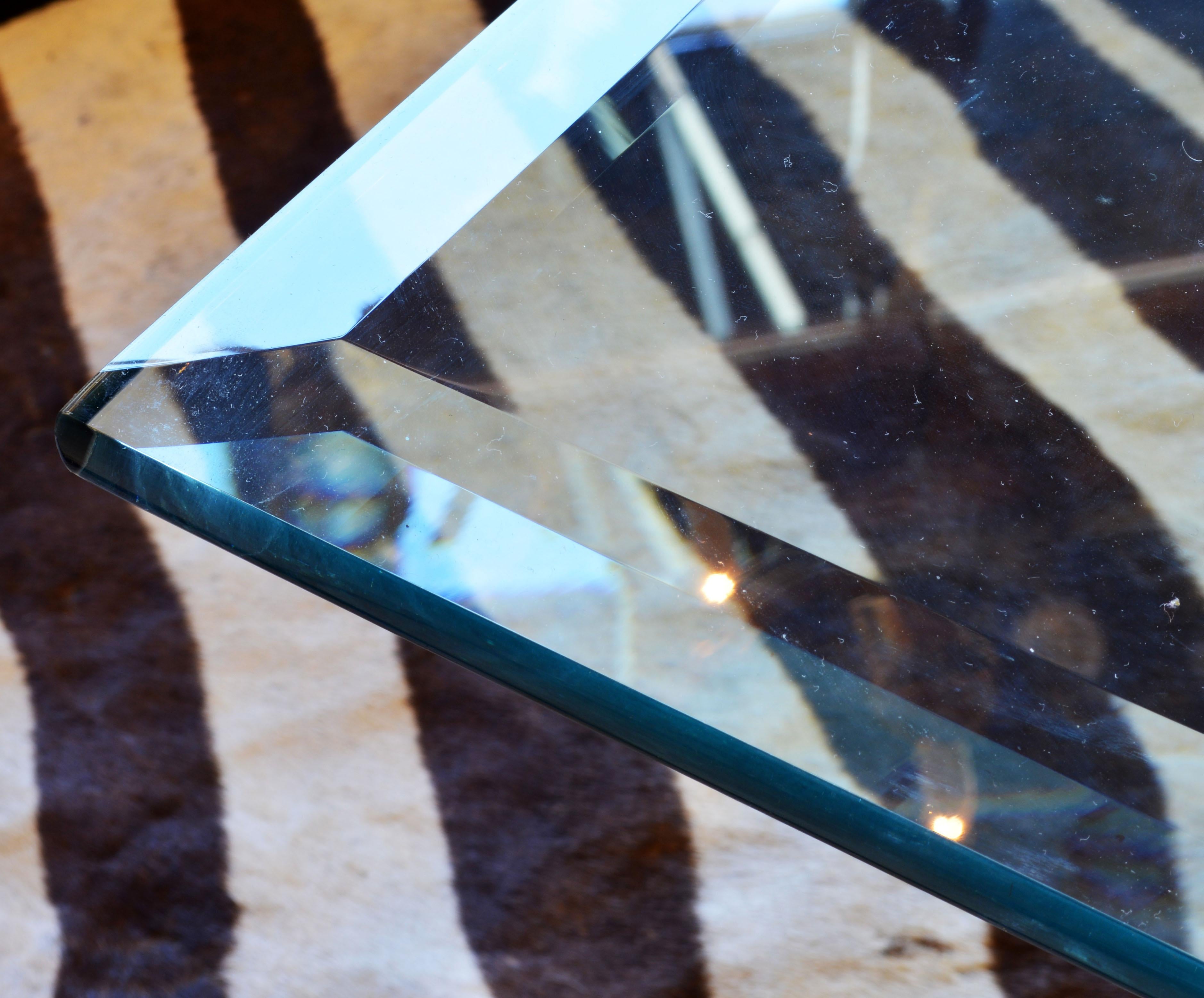 Elegant 20th Century Ibex Head Glass Top Coffee Table Attributed Alain Chervet In Good Condition In Ft. Lauderdale, FL