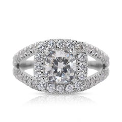 Elegant 2.28ct Diamonds Halo Ring in 18k White Gold - IGI Certified