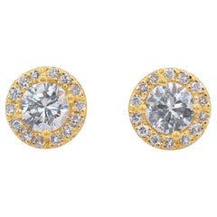 Elegant 2.33ct Triple Excellent Ideal Cut Diamonds Stud Earrings