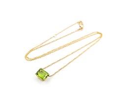 Elegant 2.45ct Peridot Necklace in 14k Yellow Gold, 17–18 inch Adjustable Chain