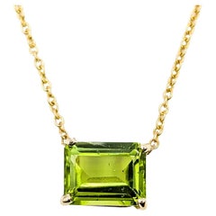 Elegante collana di peridoto da 2,45 carati in oro giallo 14k, catena regolabile da 17-18 pollici