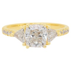 Elegant 2.57ct Diamonds 3-Stone Ring in 18k Yellow Gold - IGI Certified (bague à 3 pierres en or jaune 18k)