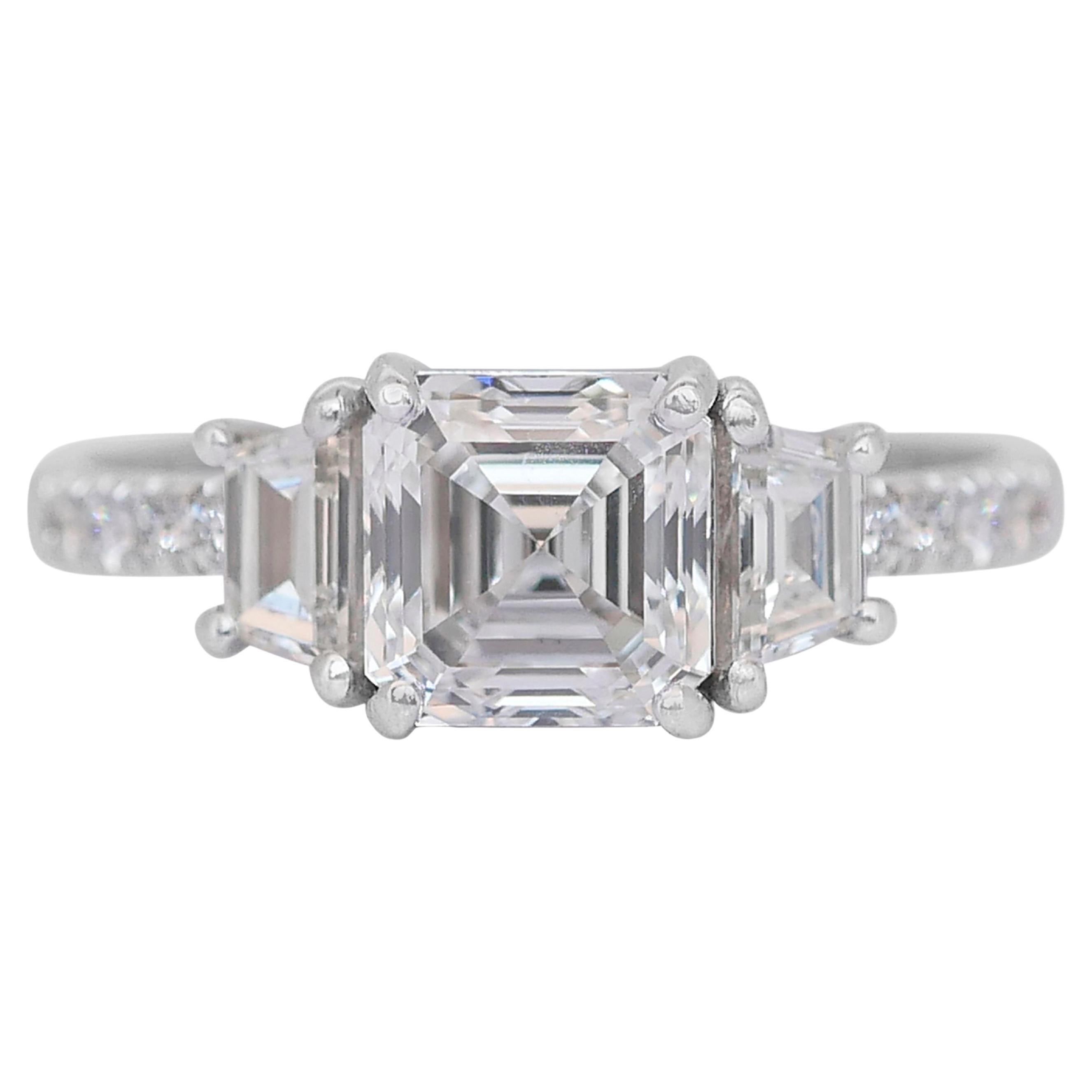 Elegant 2.63ct Diamonds 3-Stone Ring in 18k White Gold - GIA Certified