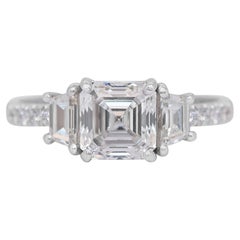 Elegant 2.63ct Diamonds 3-Stone Ring in 18k White Gold - GIA Certified (en anglais)