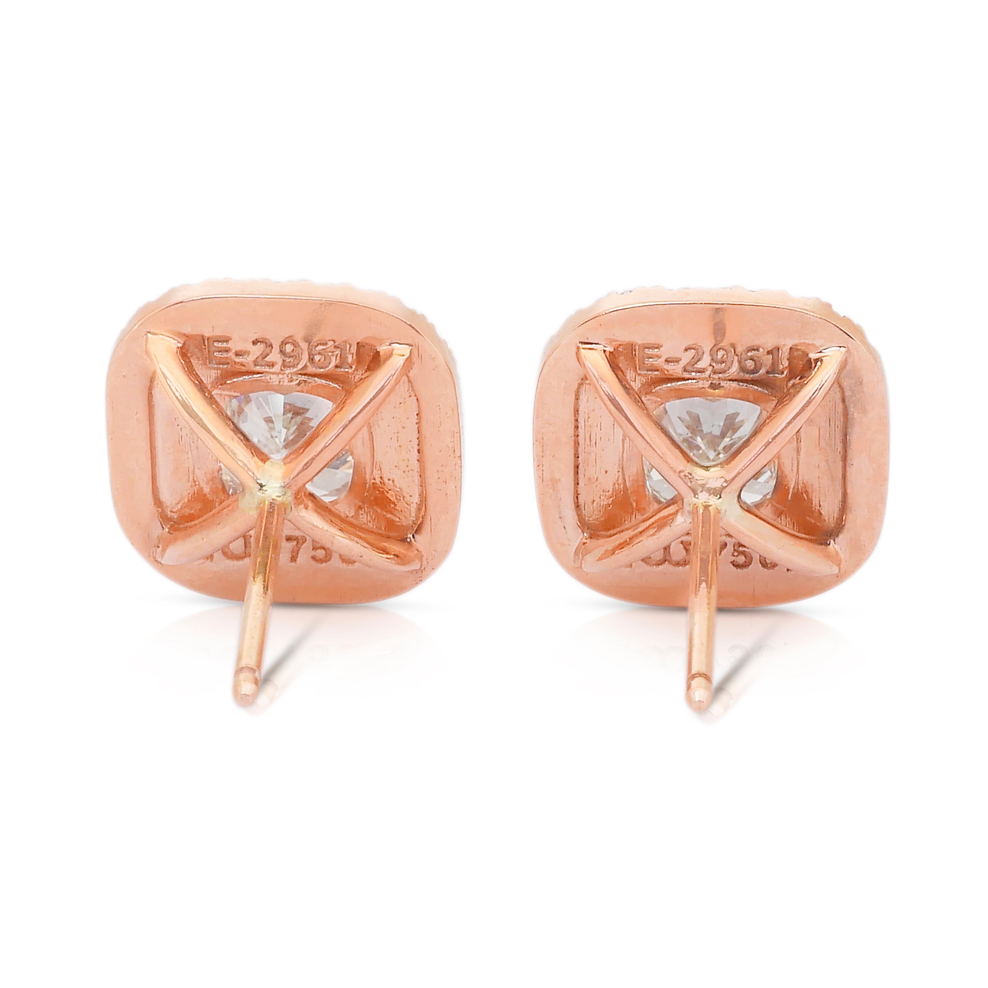 Elegante 2,67ct Diamanten Ohrstecker in 18k Rose Gold - IGI zertifiziert im Angebot 1