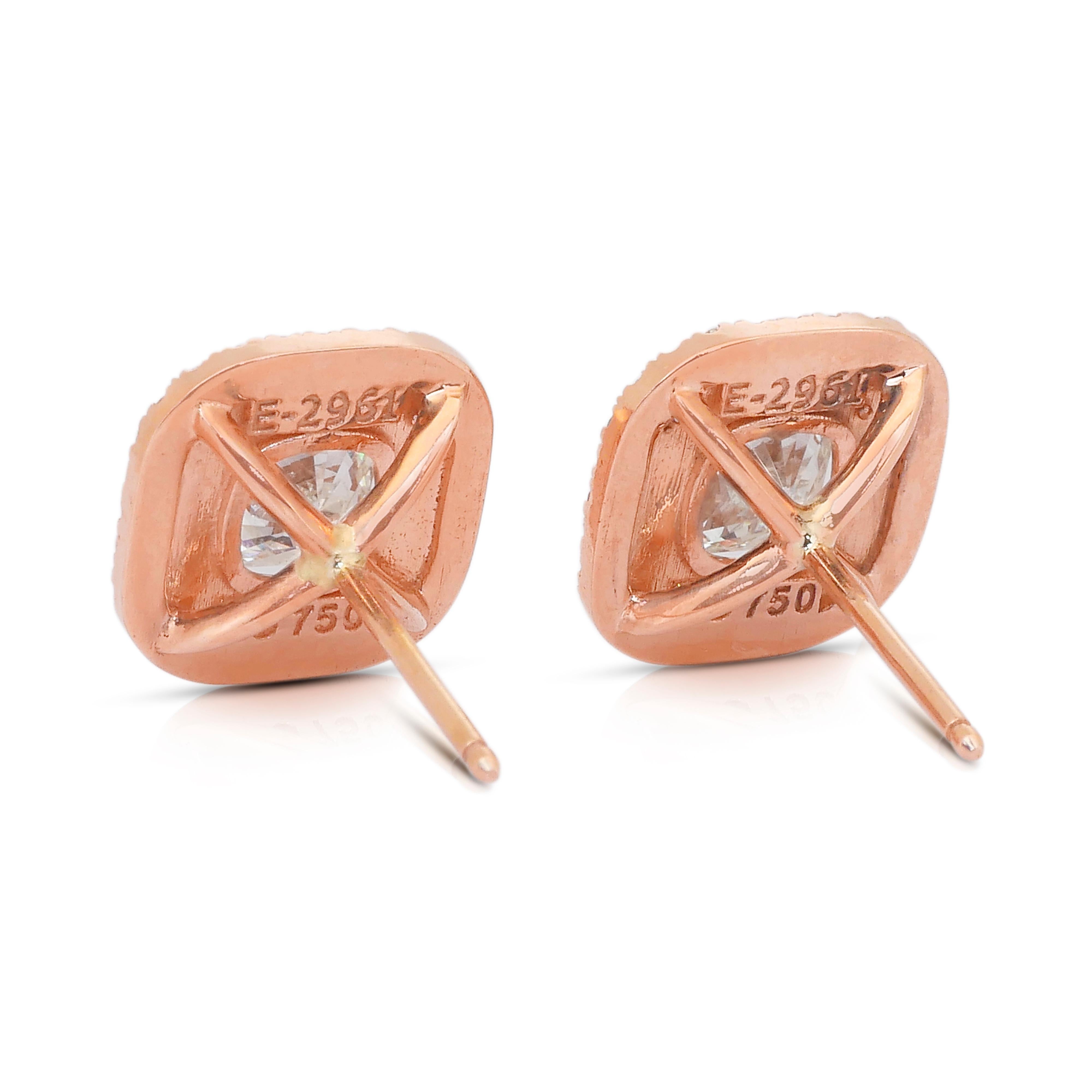 Elegante 2,67ct Diamanten Ohrstecker in 18k Rose Gold - IGI zertifiziert im Angebot 2