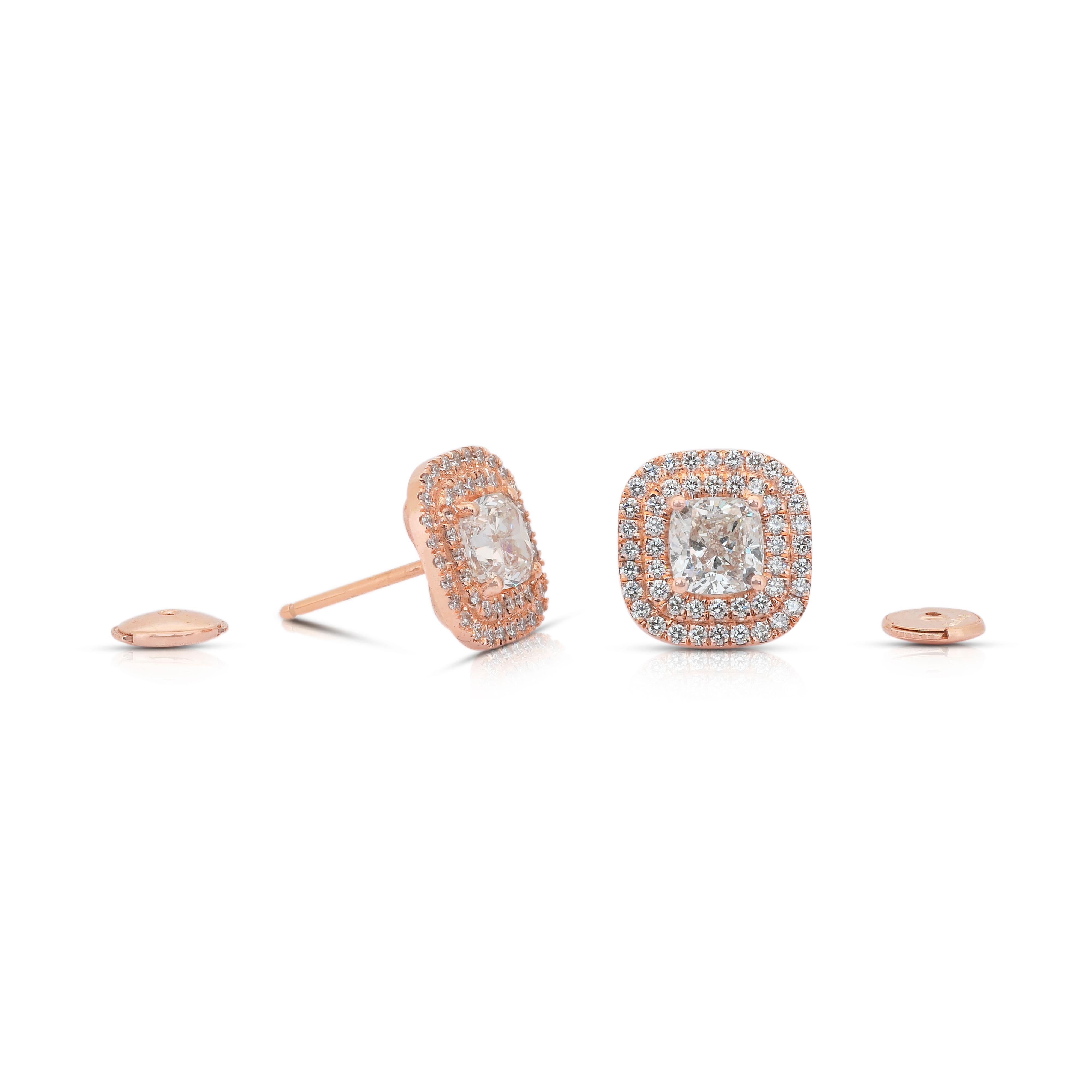 Elegante 2,67ct Diamanten Ohrstecker in 18k Rose Gold - IGI zertifiziert im Angebot 4
