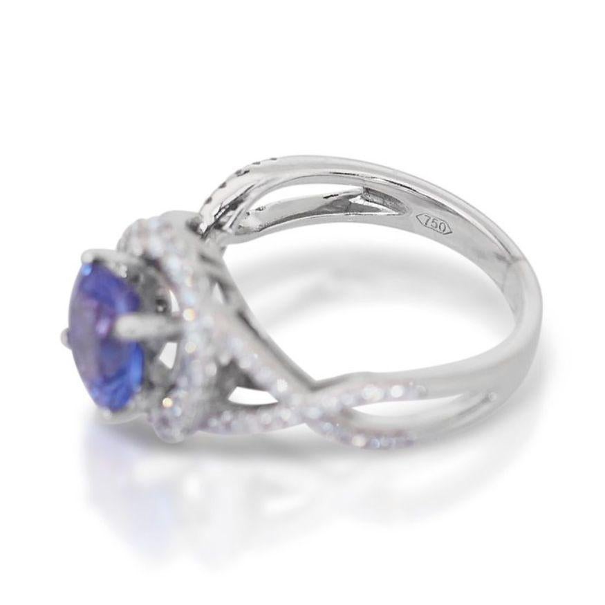 Elegant 2.80 Carat Round Mixed Cut Tanzanite Ring in 18K White Gold In New Condition In רמת גן, IL