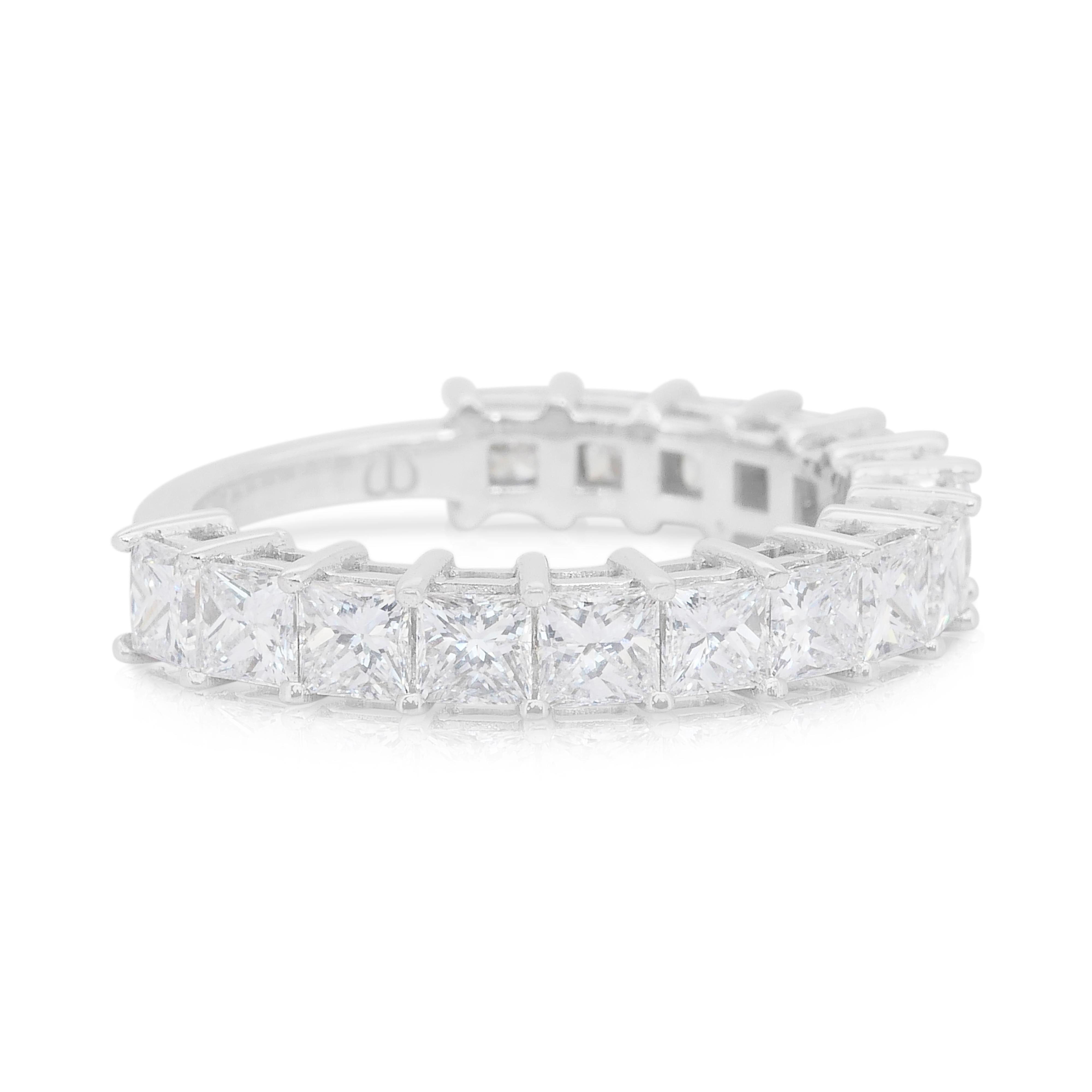 Taglio princess Anello Elegance con 2,88 carati di diamanti naturali in oro bianco 18 carati - Certificato IGI in vendita