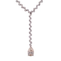 Elegant 3 Carat Diamond Set 18 Karat White Gold Pear Drop Necklace