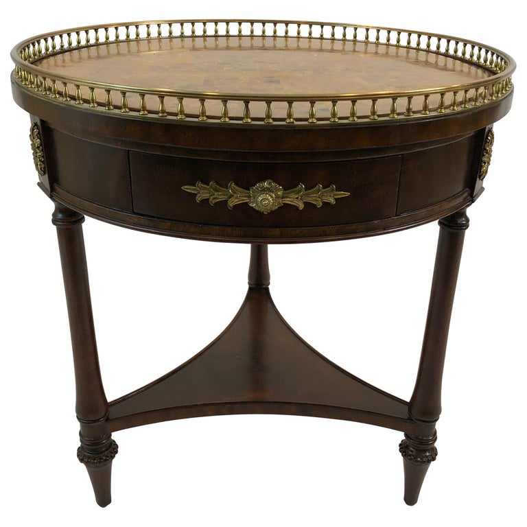 Antique Round End Table With Drawers Antique Furniture Round Storage
