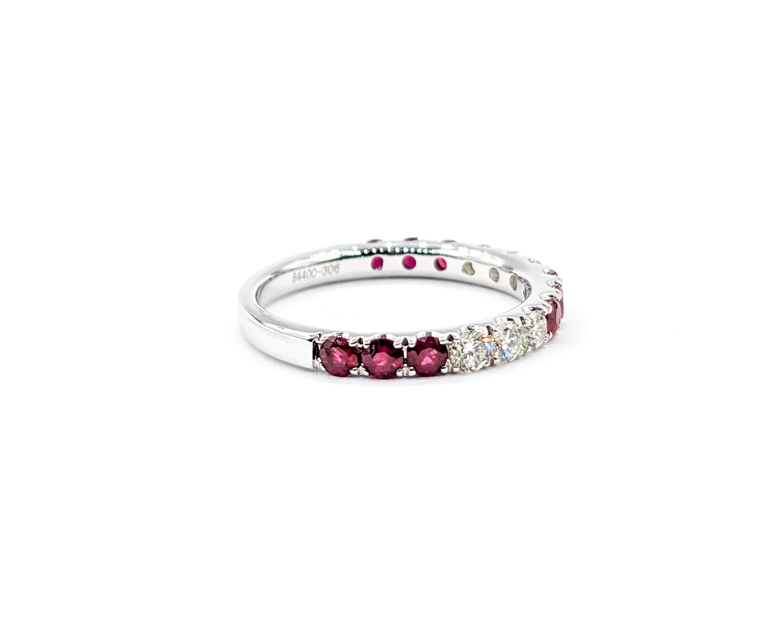 Elegant 3-Stone Pattern Diamond & Ruby Bridal Ring In New Condition For Sale In Bloomington, MN