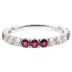 Used Elegant 3-Stone Pattern Diamond & Ruby Bridal Ring