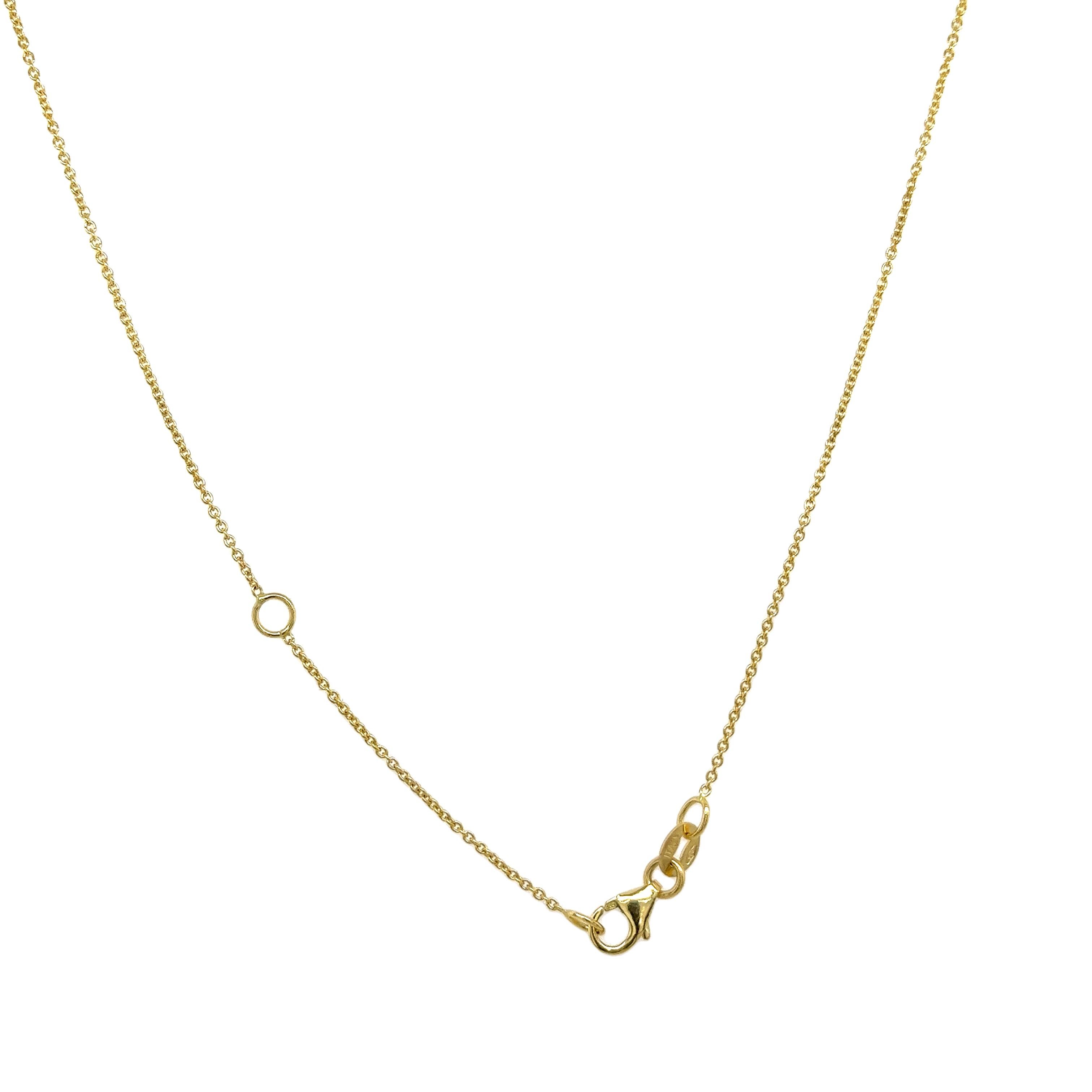 Elegant 3 Stone Pendant Diamond & Green Sapphire Set In 14ct Yellow Gold For Sale 3