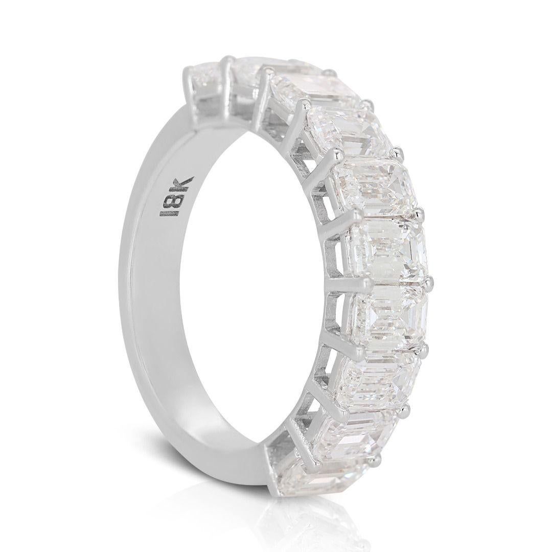Women's Elegant 3.08ct. Emerald Cut Half Eternity Diamond Ring For Sale