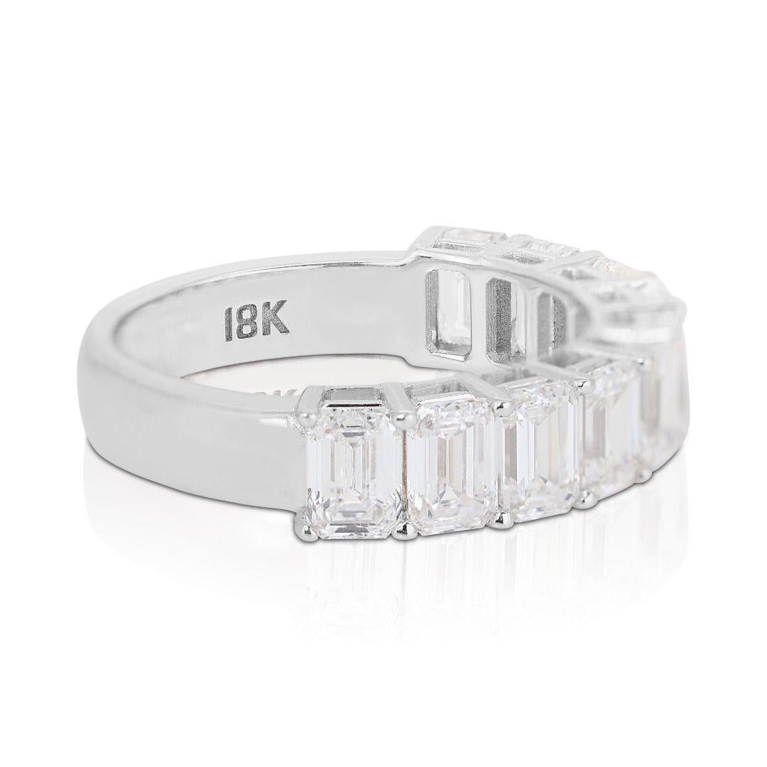 Elegant 3.08ct. Emerald Cut Half Eternity Diamond Ring For Sale 2
