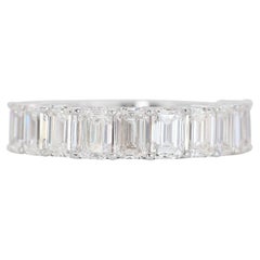 Elegante 3,08ct. Anillo de diamantes media eternidad talla esmeralda