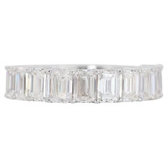 Elegant 3.08ct. Emerald Cut Half Eternity Diamond Ring