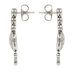 Elegant 3.10 Carat Pave Diamond Platinum Heart Drop Earrings